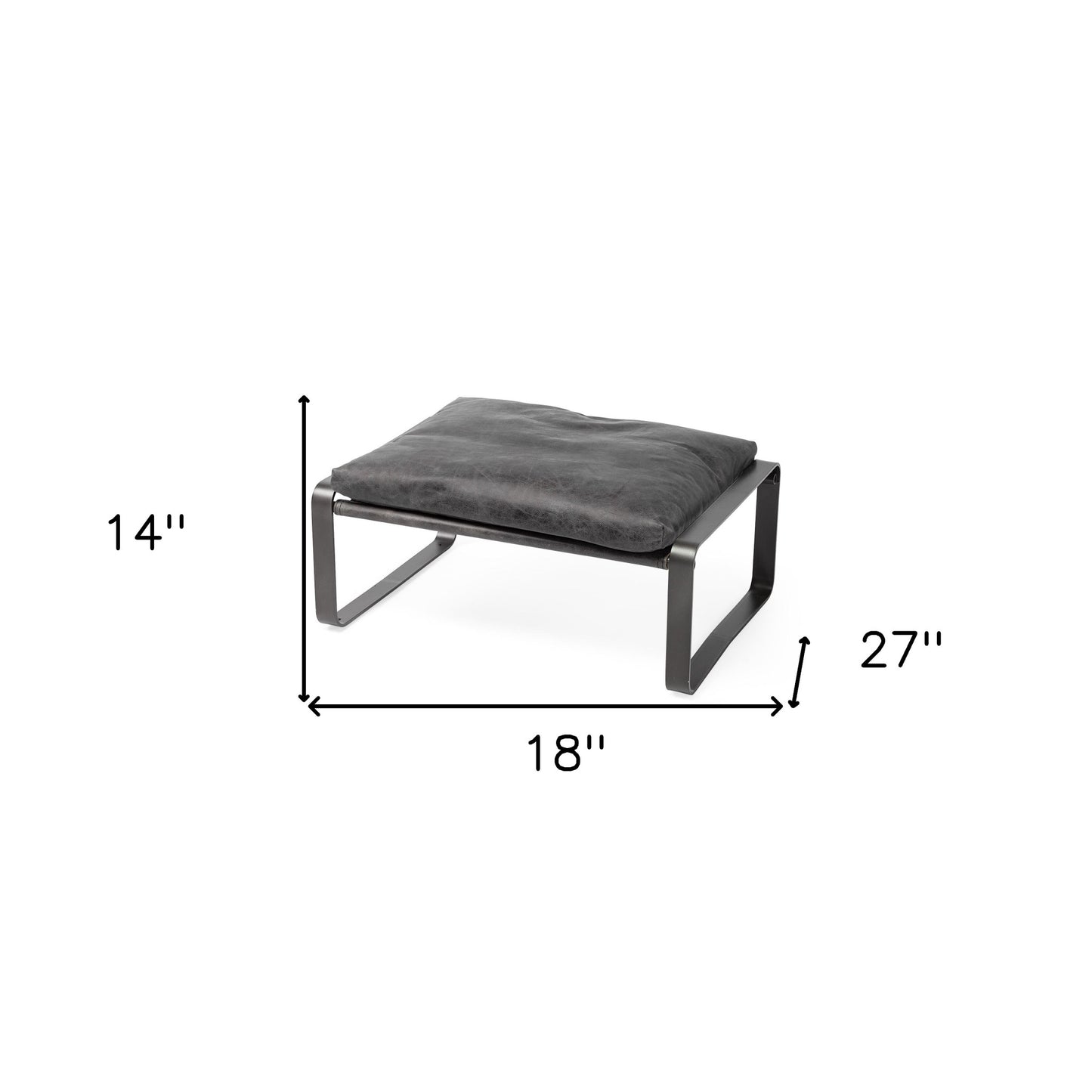 Mod Black Leather Metal Base Ottoman By Homeroots