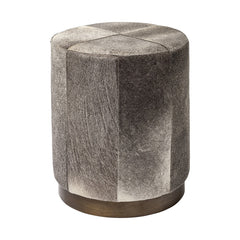 Gray Cowhide Tall Ottoman with Metal Base By Homeroots