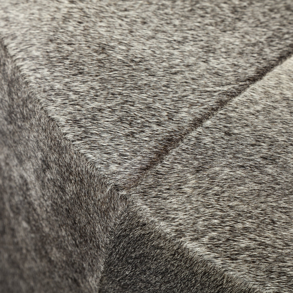 Gray Cowhide Tall Ottoman with Metal Base By Homeroots | Ottomans | Modishstore - 5