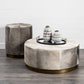 Gray Cowhide Tall Ottoman with Metal Base By Homeroots