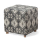 Patterned Fabric Covered Ottoman with Wooden Legs By Homeroots | Ottomans | Modishstore