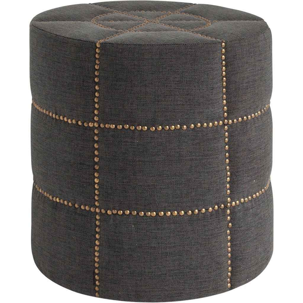 Dark Gray Ottoman with Metal Detailing By Homeroots