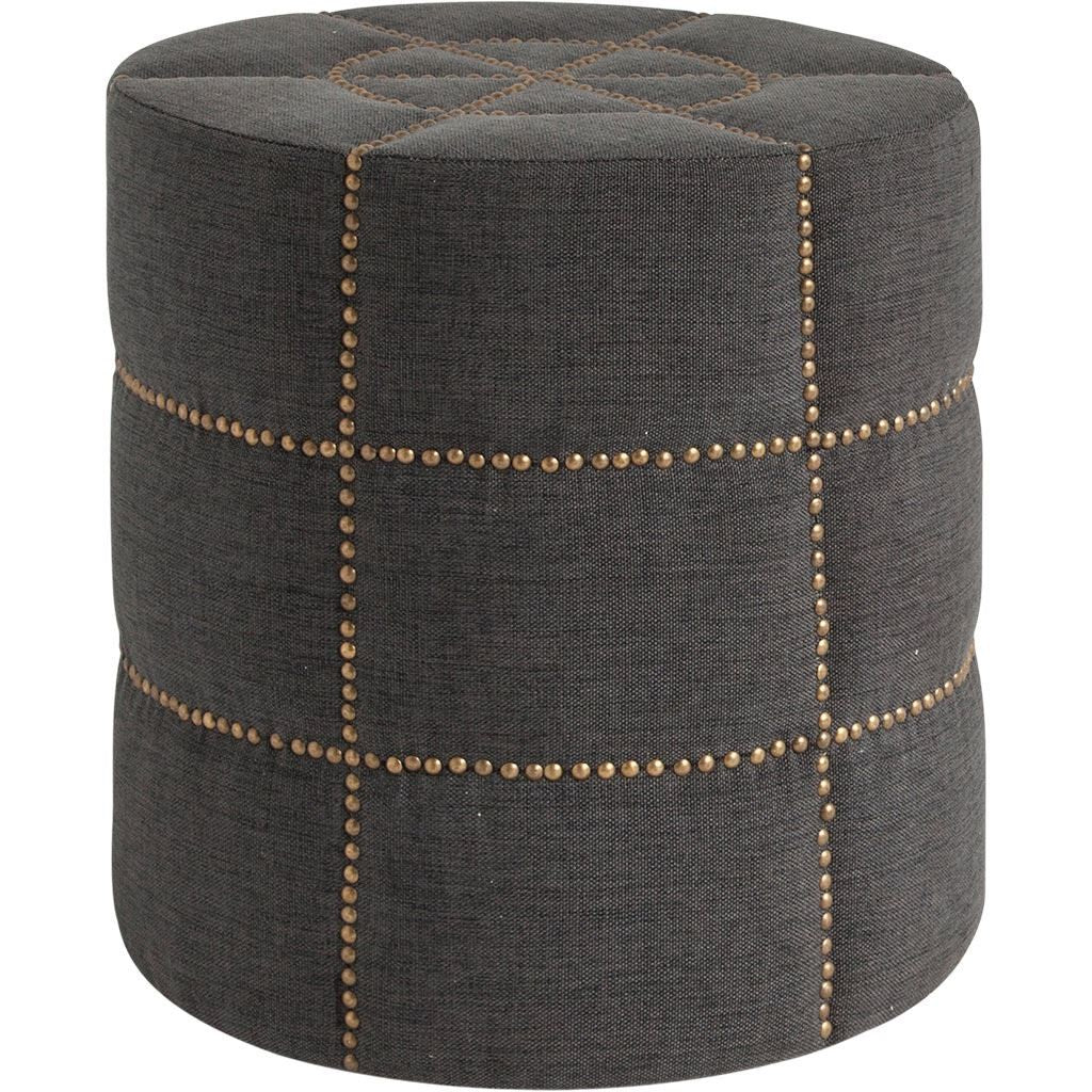 Dark Gray Ottoman with Metal Detailing By Homeroots | Ottomans | Modishstore