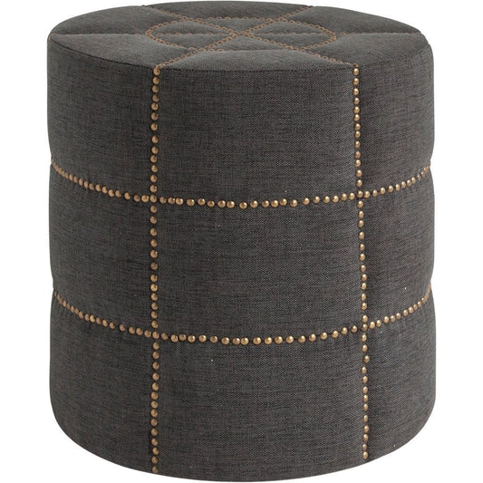 Dark Gray Ottoman with Metal Detailing By Homeroots | Ottomans | Modishstore