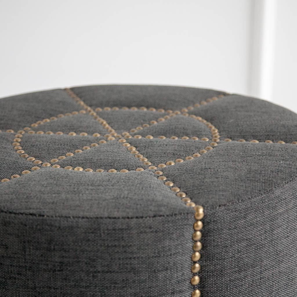 Dark Gray Ottoman with Metal Detailing By Homeroots