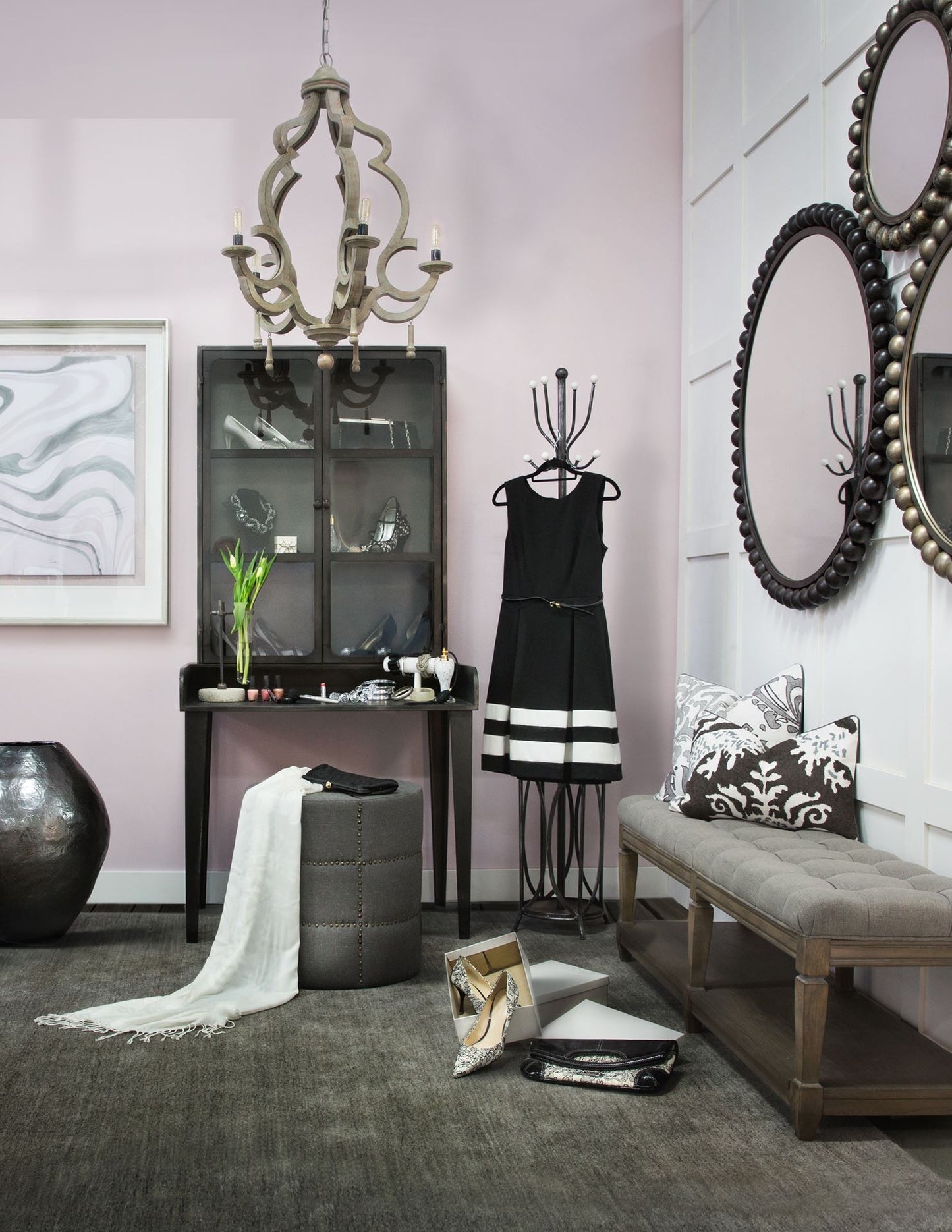 Dark Gray Ottoman with Metal Detailing By Homeroots | Ottomans | Modishstore - 5