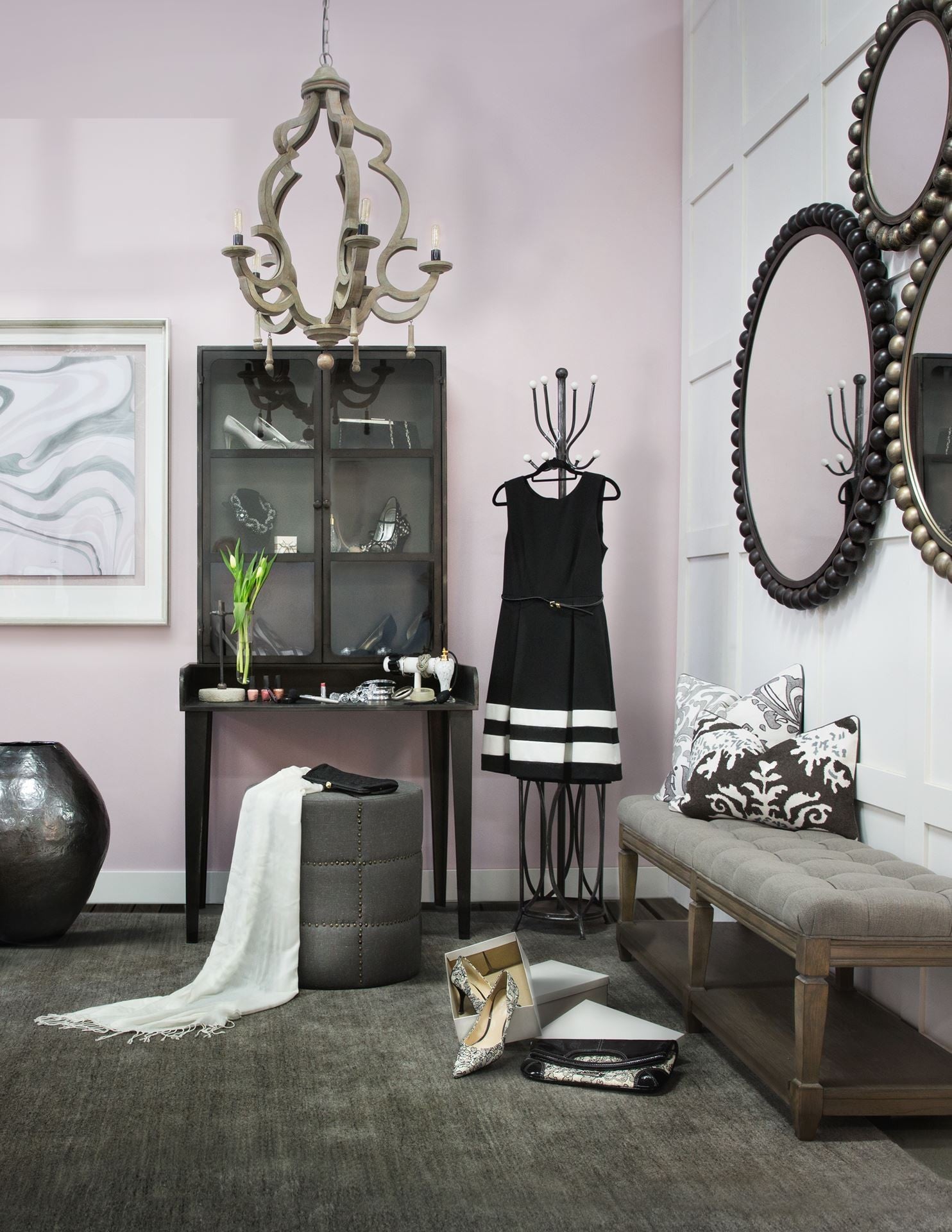 Dark Gray Ottoman with Metal Detailing By Homeroots | Ottomans | Modishstore - 5