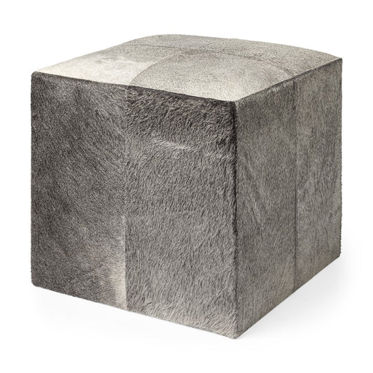 Gray Toned Cowhide Ottoman By Homeroots | Ottomans | Modishstore