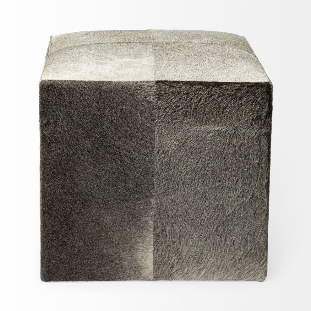 Gray Toned Cowhide Ottoman By Homeroots | Ottomans | Modishstore - 4