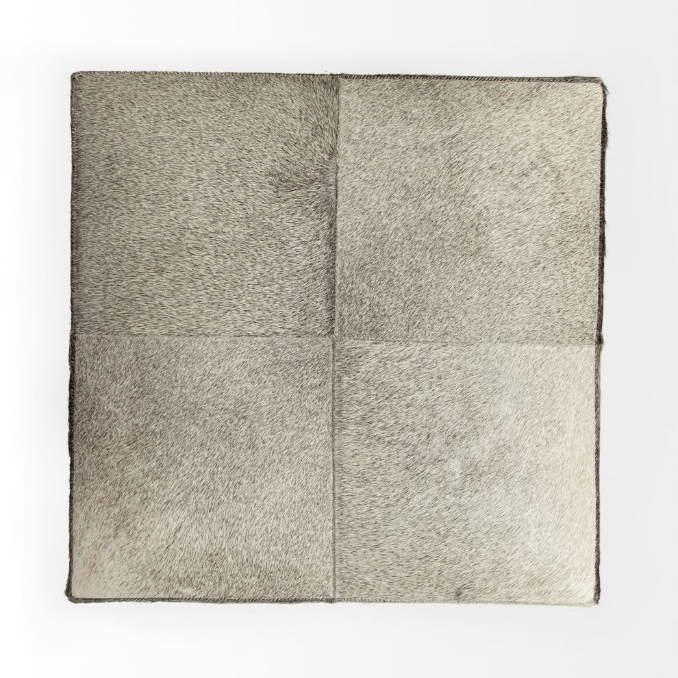Gray Toned Cowhide Ottoman By Homeroots | Ottomans | Modishstore - 5