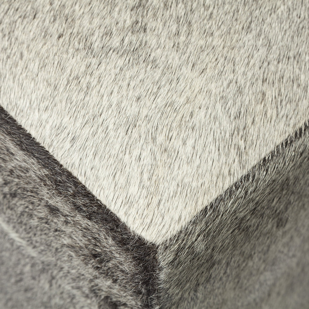 Gray Toned Cowhide Ottoman By Homeroots | Ottomans | Modishstore - 6