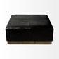 Black Leather Ottoman with Metal Base By Homeroots | Ottomans | Modishstore - 2