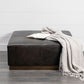 Black Leather Ottoman with Metal Base By Homeroots