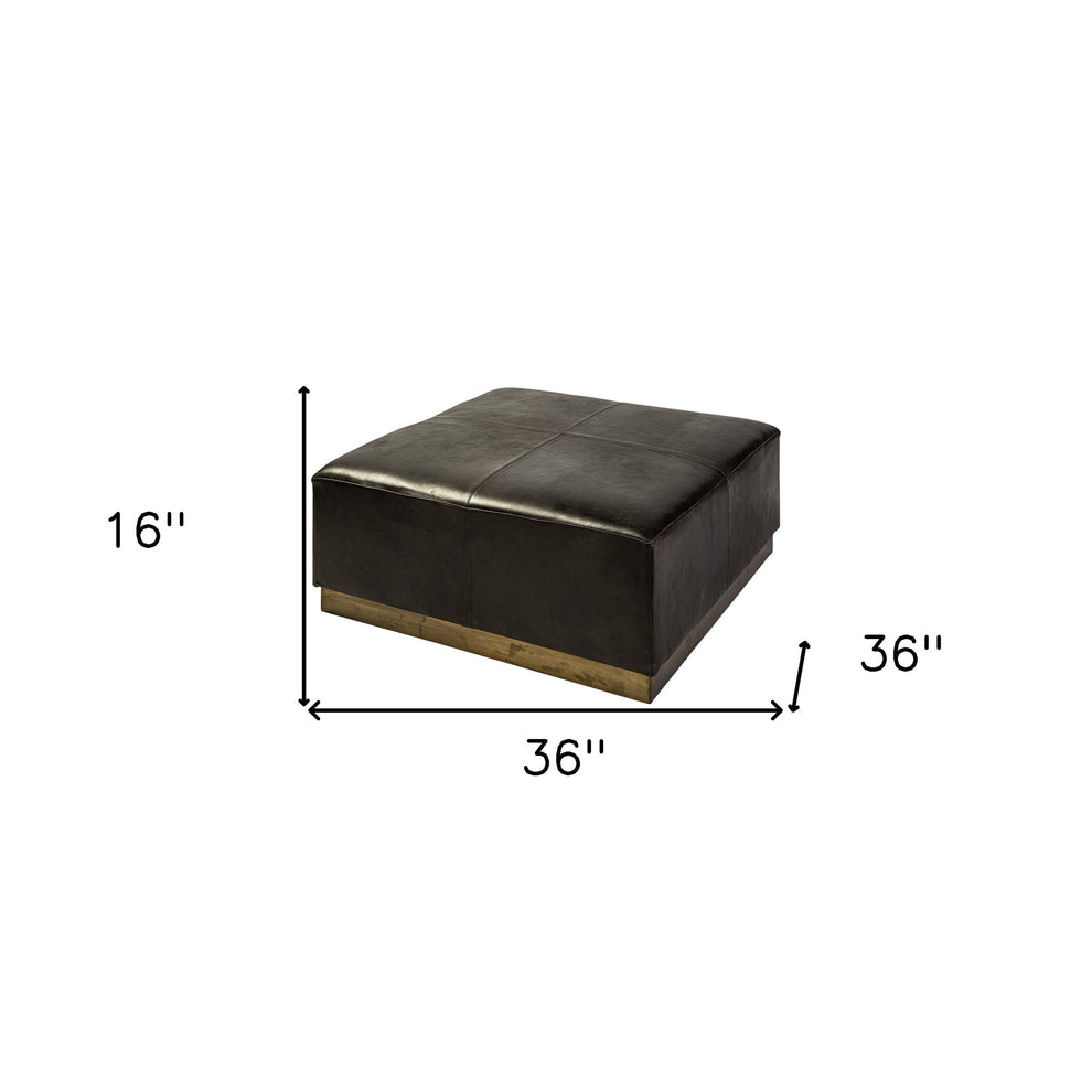 Black Leather Ottoman with Metal Base By Homeroots | Ottomans | Modishstore - 6