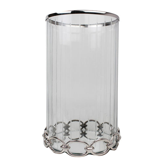 A&B Home Nickel & Glass Candle Holder | Candle Holders | Modishstore