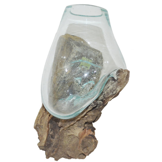 Teak Root Stand - Hanging Glass Vessel - Set Of 2 | Vases | Modishstore
