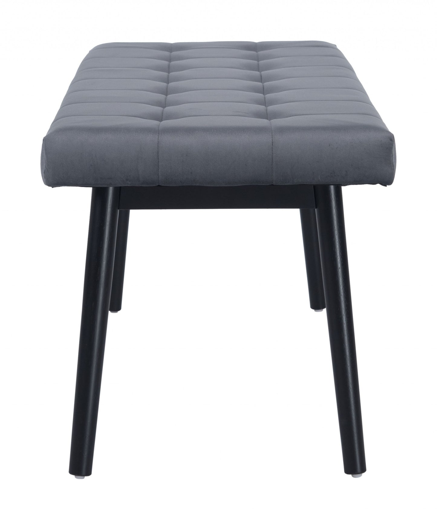 49" Gray And Black Upholstered Velvet Bench By Homeroots | Benches | Modishstore - 2
