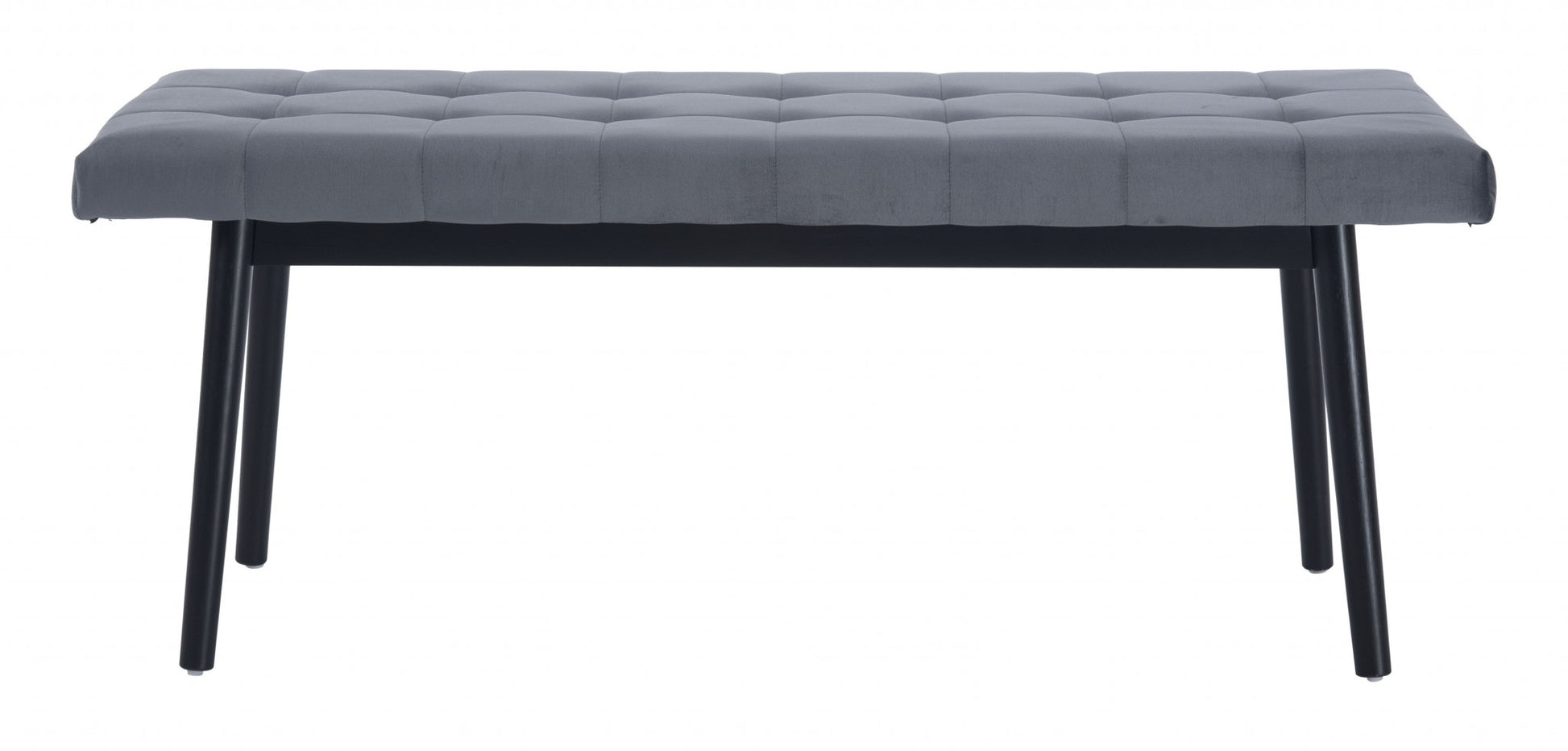 49" Gray And Black Upholstered Velvet Bench By Homeroots | Benches | Modishstore - 3