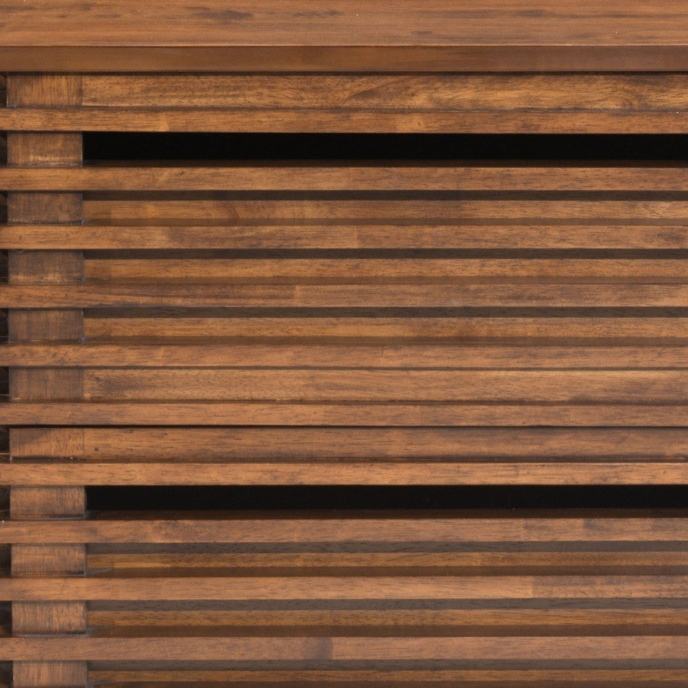 22" Walnut Solid Wood Modern Slat Design End Table with Drawers By Homeroots | End Tables | Modishstore - 7