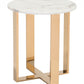 21" Gold And White Stone Round End Table By Homeroots | End Tables | Modishstore - 2