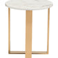 21" Gold And White Stone Round End Table By Homeroots
