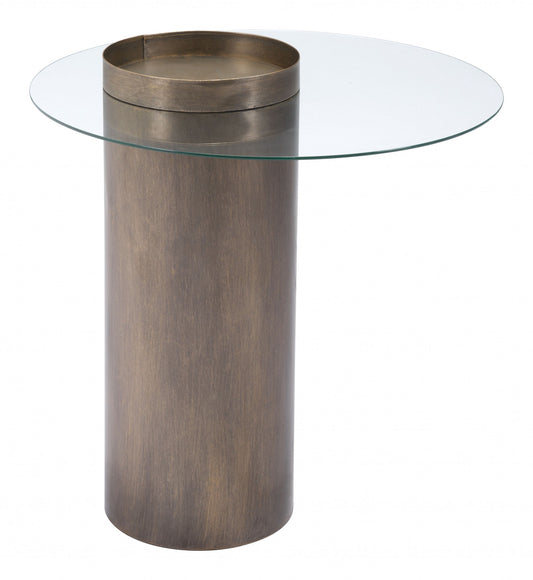 Contemporary Antique Gold End Table By Homeroots