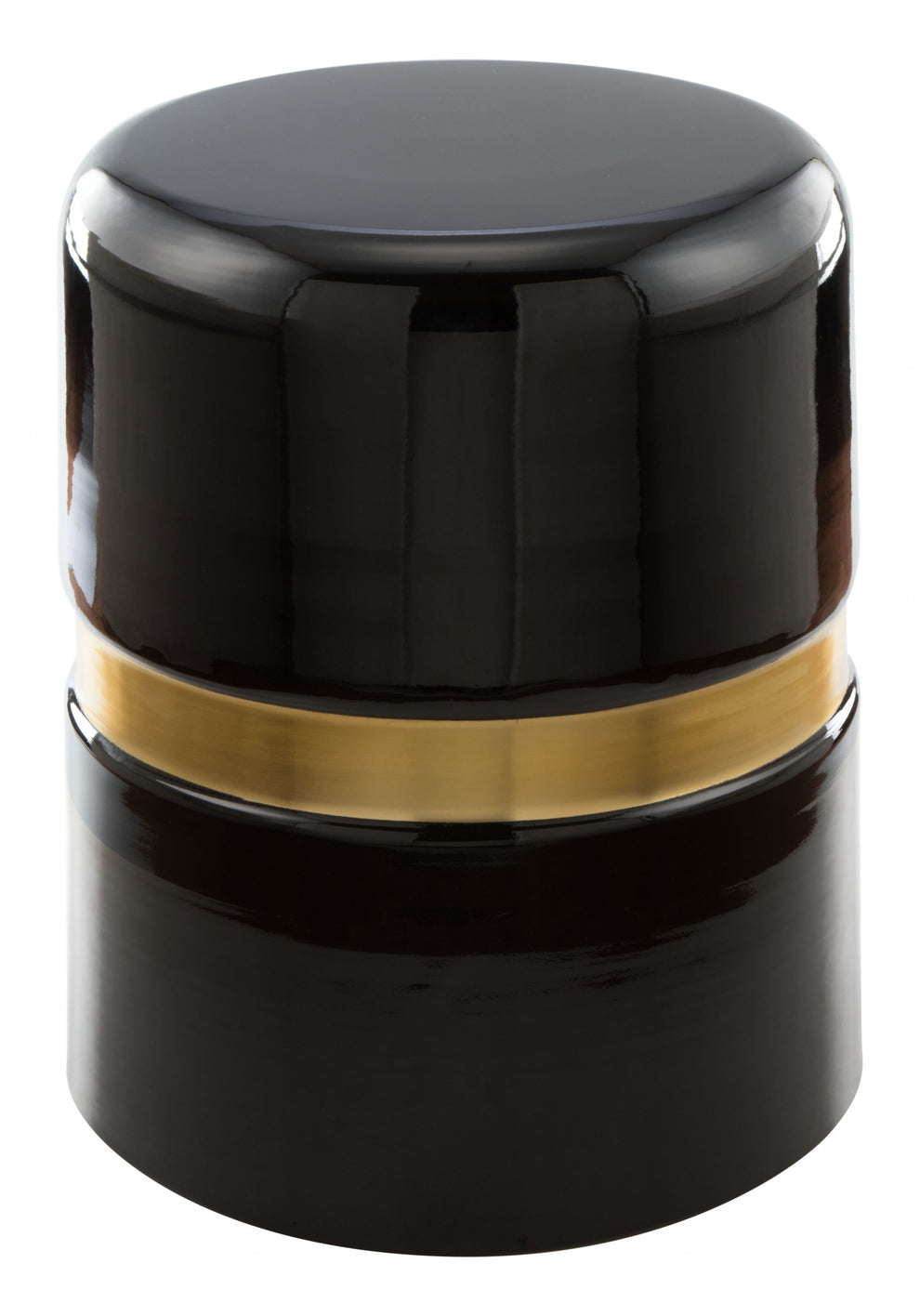 18" Black and Gold Modern Tubular Round Top End Table By Homeroots | End Tables | Modishstore - 2