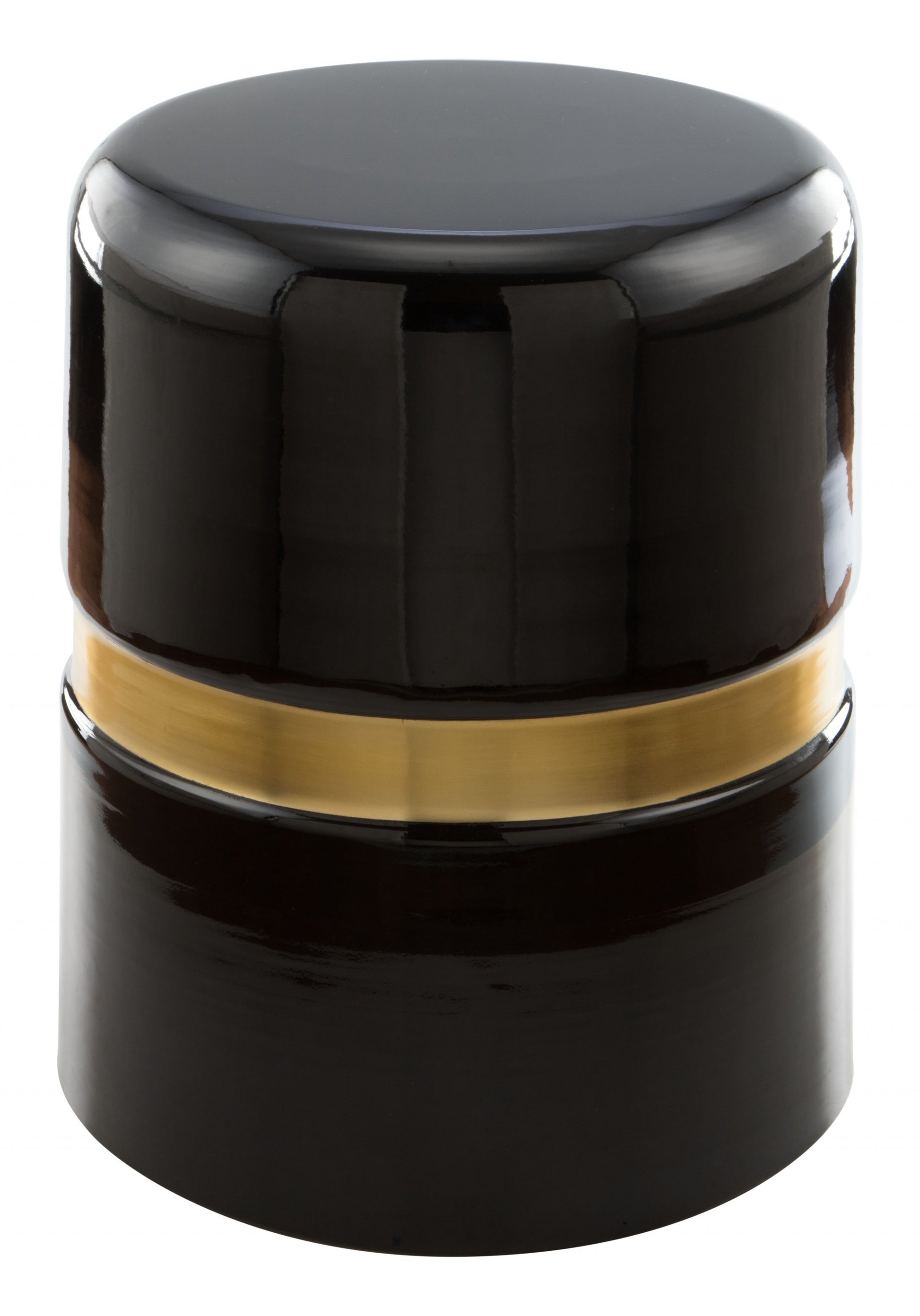 18" Black and Gold Modern Tubular Round Top End Table By Homeroots | End Tables | Modishstore - 9