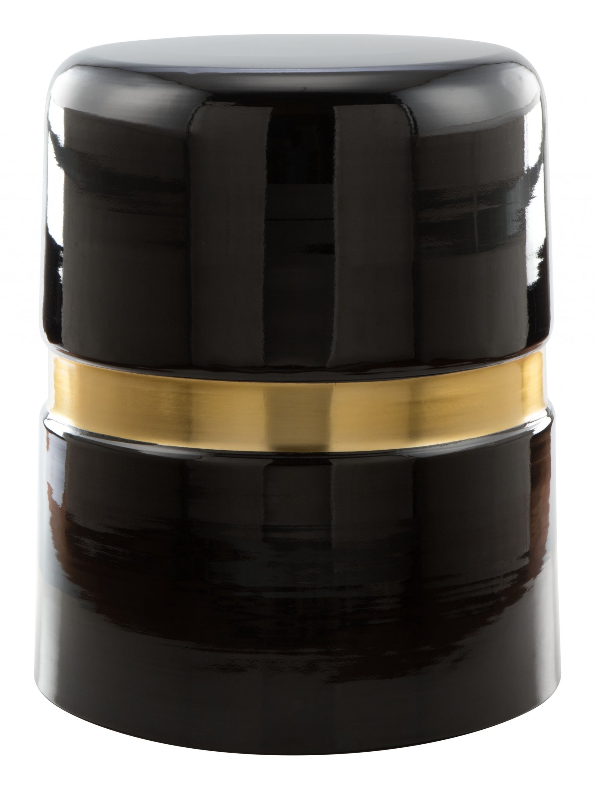 18" Black and Gold Modern Tubular Round Top End Table By Homeroots | End Tables | Modishstore - 3