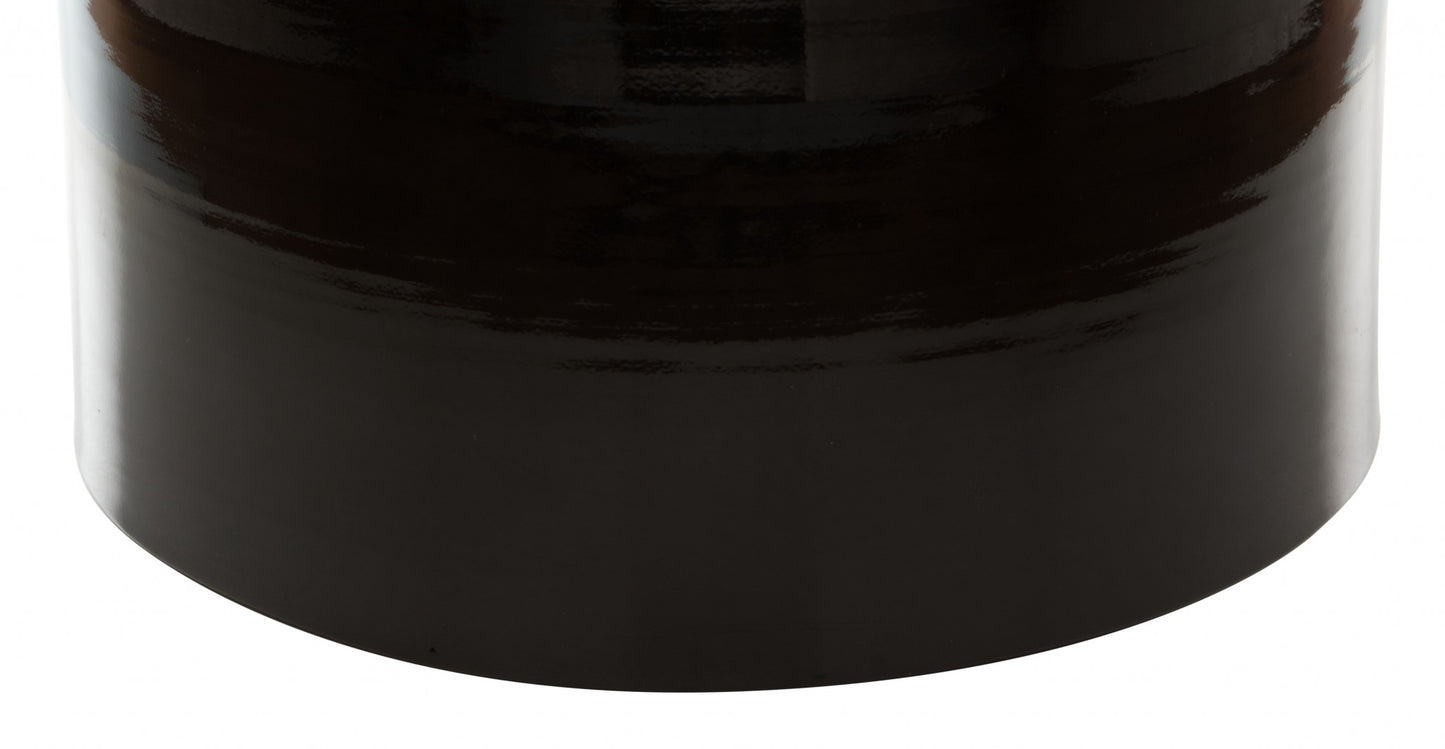 18" Black and Gold Modern Tubular Round Top End Table By Homeroots | End Tables | Modishstore - 7