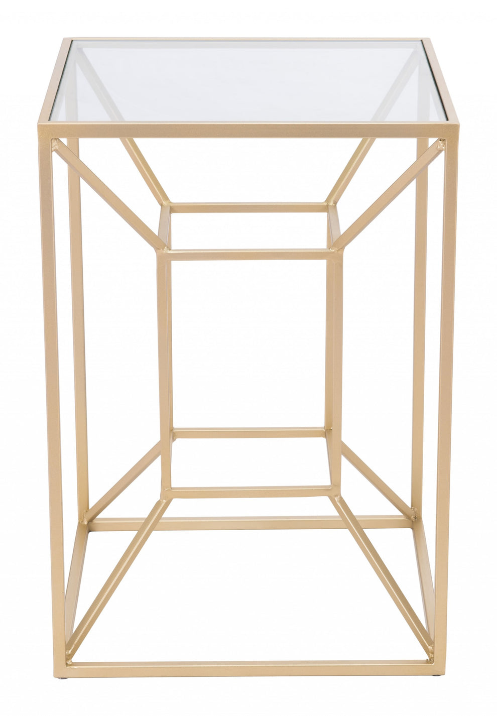 23" Gold And Clear Genuine Marble Look Square End Table By Homeroots | End Tables | Modishstore - 4