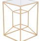 23" Gold And Clear Genuine Marble Look Square End Table By Homeroots | End Tables | Modishstore - 5