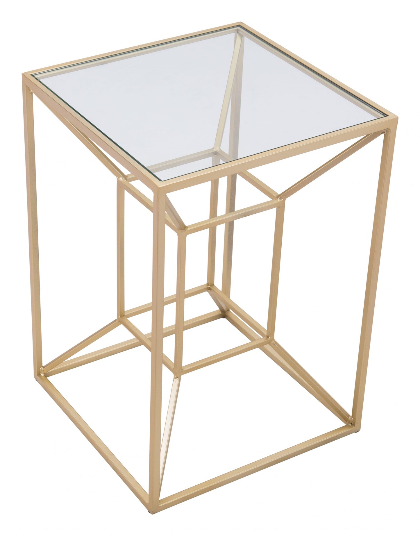 23" Gold And Clear Genuine Marble Look Square End Table By Homeroots | End Tables | Modishstore - 6