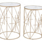 Set of Two Geometric Gold and Glass Side Tables By Homeroots | End Tables | Modishstore - 7