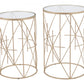 Set of Two Geometric Gold and Glass Side Tables By Homeroots | End Tables | Modishstore - 2