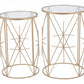 Set of Two Geometric Gold and Glass Side Tables By Homeroots | End Tables | Modishstore - 3