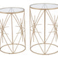 Set of Two Geometric Gold and Glass Side Tables By Homeroots | End Tables | Modishstore - 4