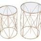 Set of Two Geometric Gold and Glass Side Tables By Homeroots | End Tables | Modishstore - 5