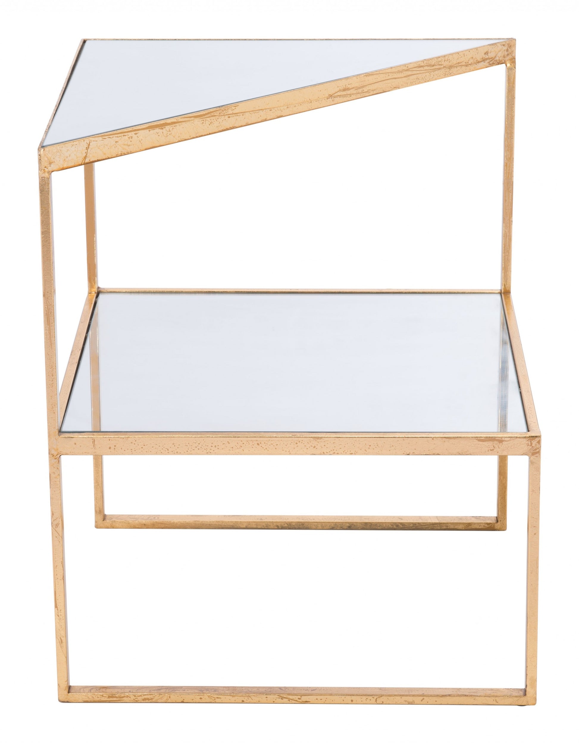 22" Gold And Clear Glass Rectangular End Table By Homeroots | End Tables | Modishstore - 6