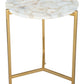 20" Gold And White Genuine Marble Look Round End Table By Homeroots | End Tables | Modishstore - 7