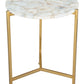 20" Gold And White Genuine Marble Look Round End Table By Homeroots | End Tables | Modishstore - 2