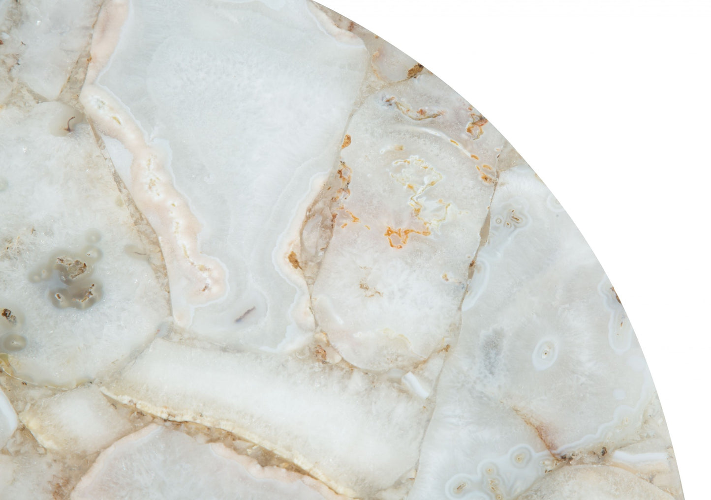 20" Gold And White Genuine Marble Look Round End Table By Homeroots | End Tables | Modishstore - 9