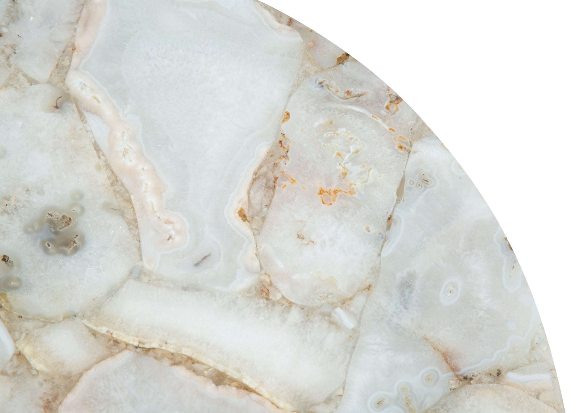 20" Gold And White Genuine Marble Look Round End Table By Homeroots | End Tables | Modishstore - 9