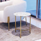 20" Gold And White Genuine Marble Look Round End Table By Homeroots | End Tables | Modishstore