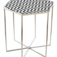 21" Silver And Black And White Stone Hexagon End Table By Homeroots | End Tables | Modishstore - 4