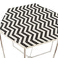 21" Silver And Black And White Stone Hexagon End Table By Homeroots