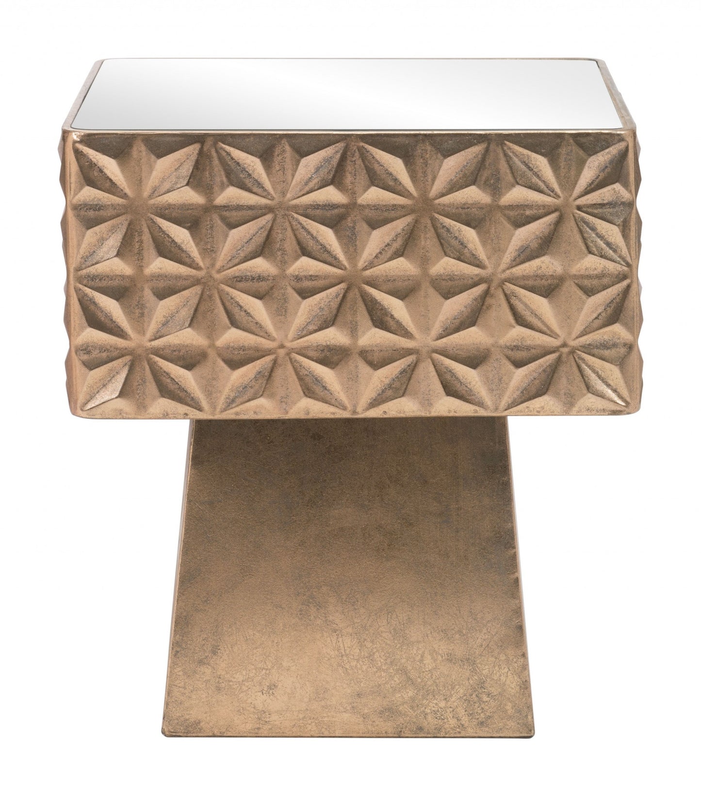 Tribal Gold Mirror Side Table By Homeroots