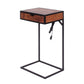 Modern Dark Wood End or Side Table with USB and Drawer By Homeroots