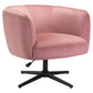 30" Pink And Black Velvet Swivel Barrel Chair By Homeroots | Armchairs | Modishstore - 2