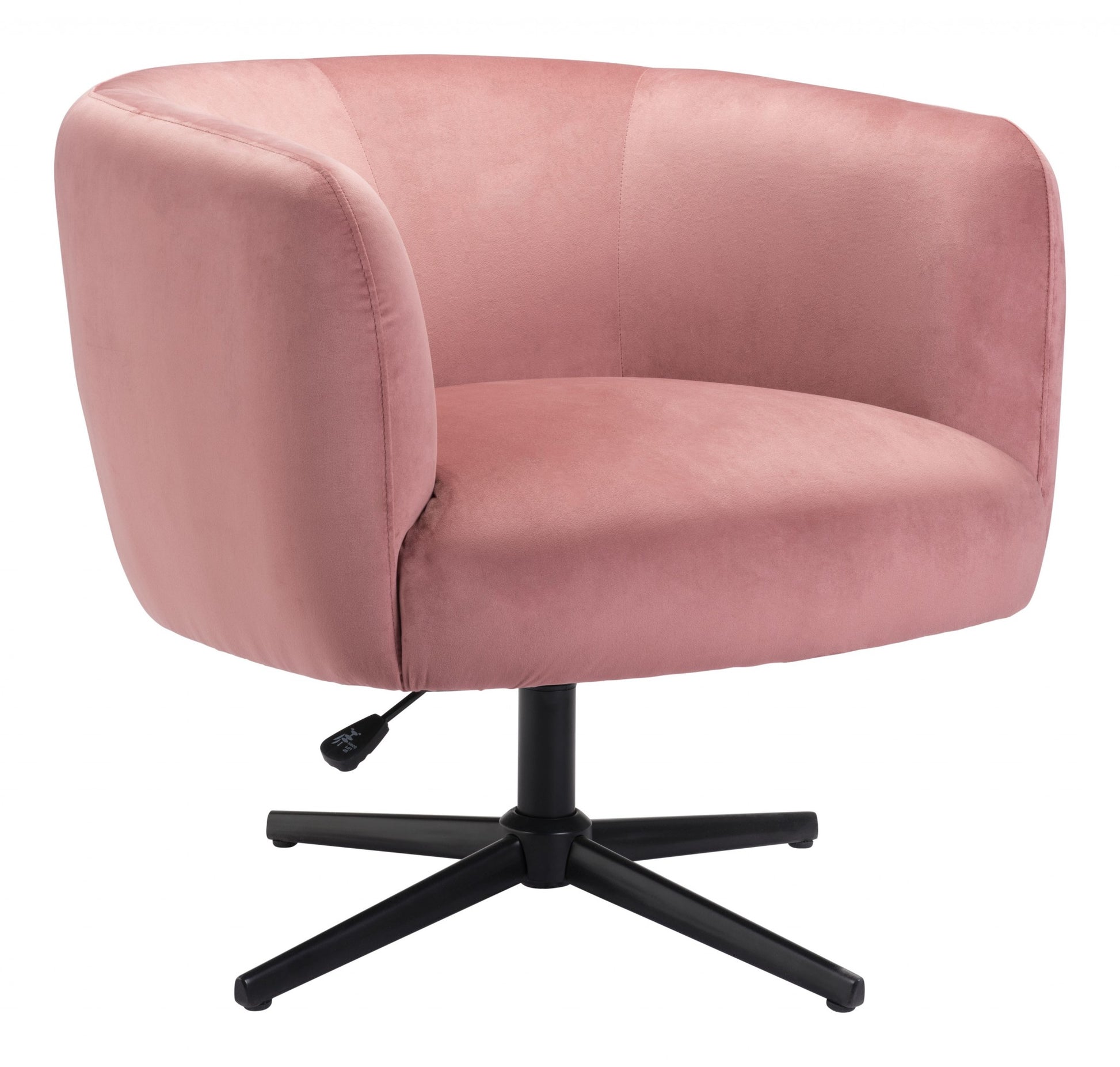 30" Pink And Black Velvet Swivel Barrel Chair By Homeroots | Armchairs | Modishstore - 2